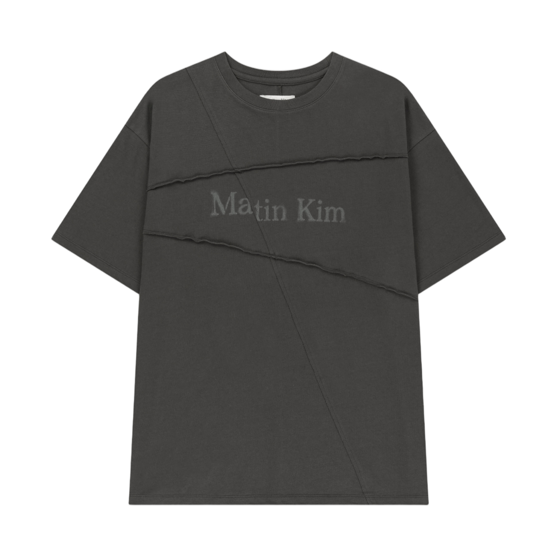 MK2677TS361UCH Matin Kim Diagonal Cut Logo Top In Charcoal