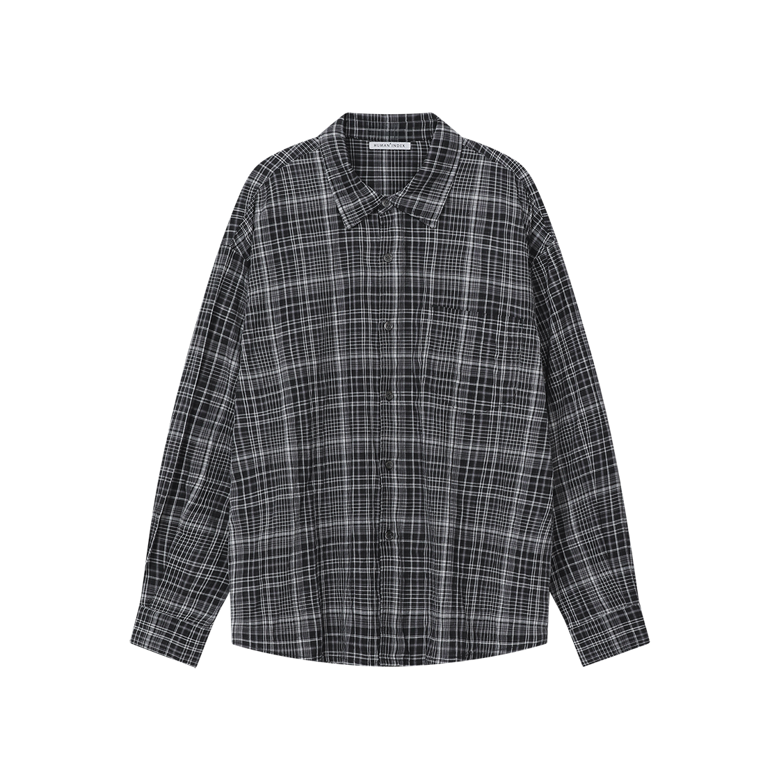 HM6LSH0041B0 Polyteru Human Index Oversized Check Shirt Black