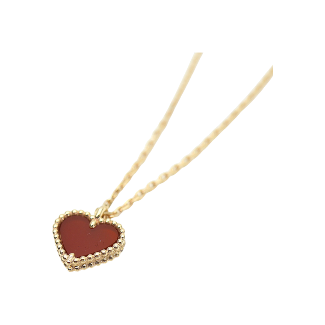 IT77599CRPE8 Van Cleef & Arpels 18K Yellow Gold Carnelian Sweet Heart Necklace