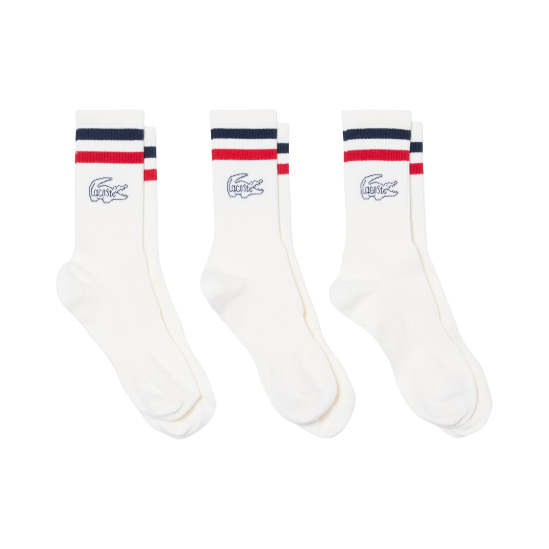 RA9191-56N-WLI Lacoste Croc Jacquard Crew Socks White (3 Pack)