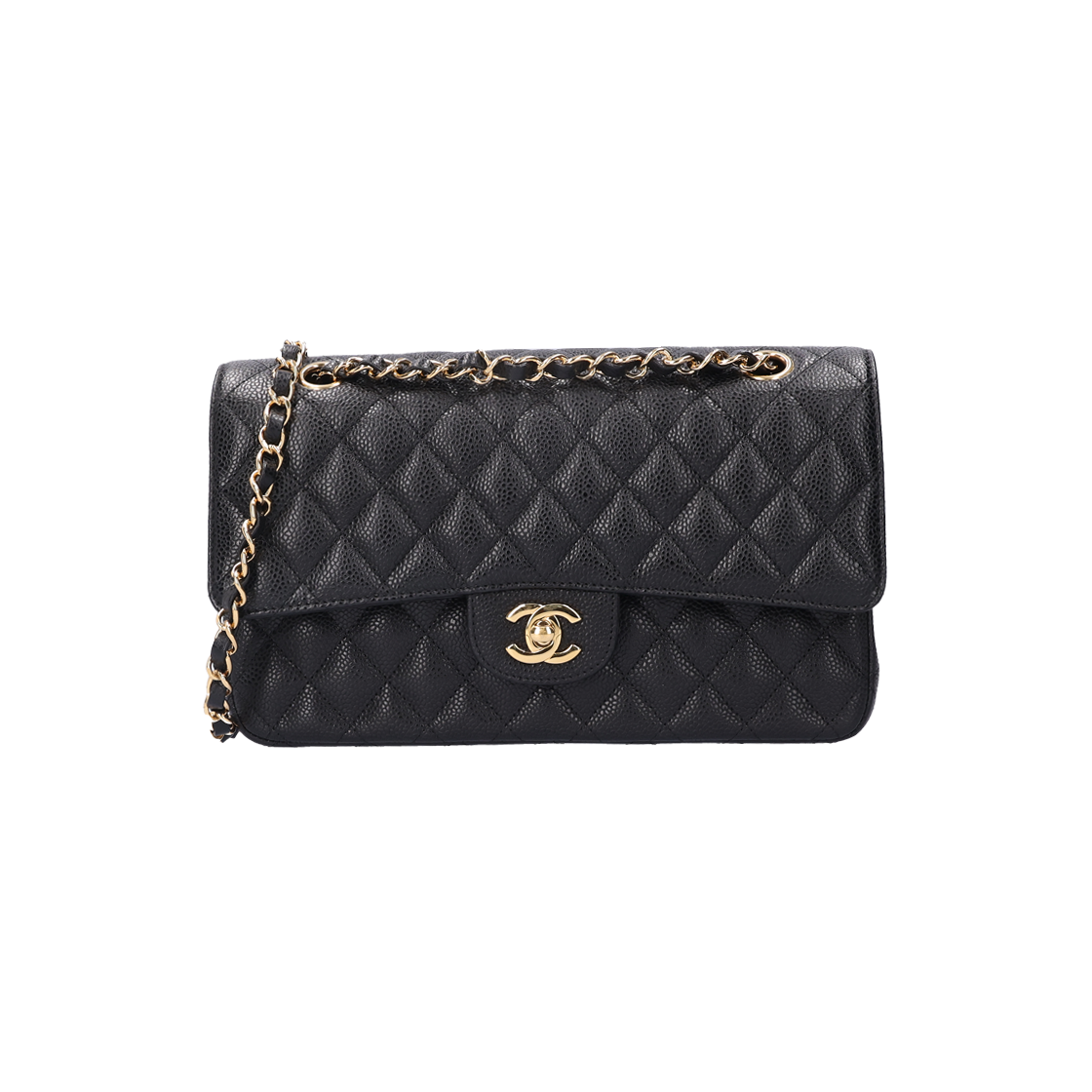 ITTLTOQJJKDC Chanel A01112 Classic Medium Flap Bag in Grained Calfskin Black