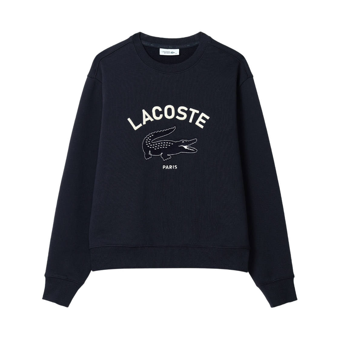 (W) 라코스테 빅 크록 크루넥 스웨트셔츠 다크 네이비((W) Lacoste Big Croc Crewneck Sweatshirt Dark Navy)
