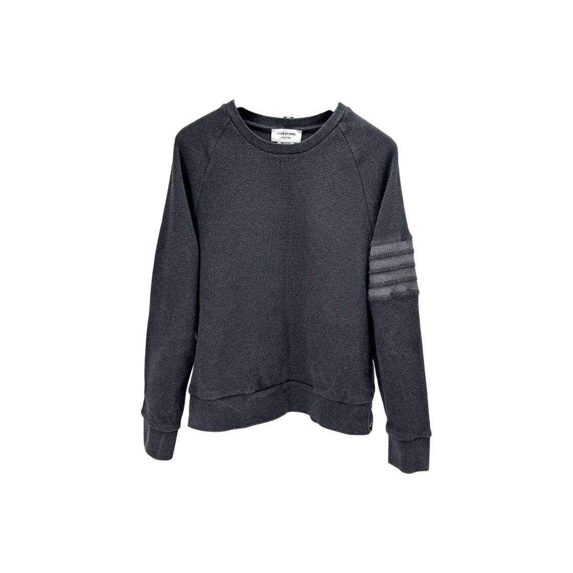 IT26DCRHSFVW Thom Browne Diagonal Armband Waffle Sweatshirt Gray MJT205A