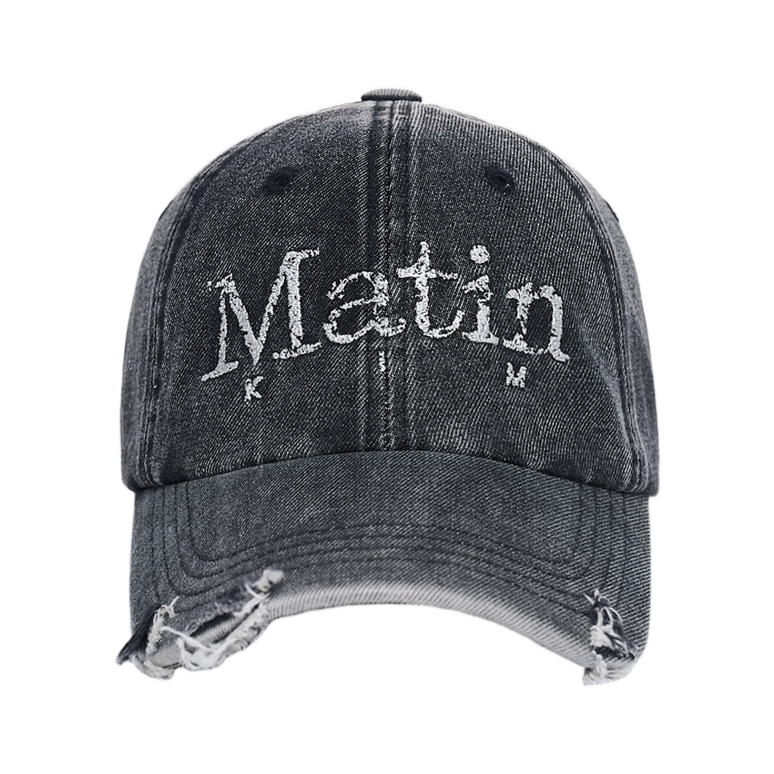 MK2677HT014MBB Matin Kim Vintage Distressed Denim Ball Cap In Black