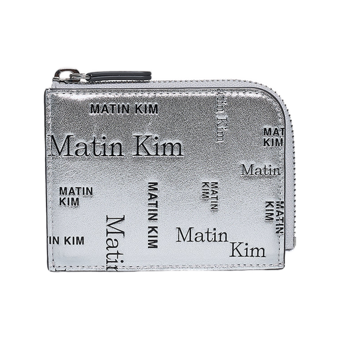 MK2677WL008MSV Matin Kim All-Over Logo Half Round Zip Wallet In Silver