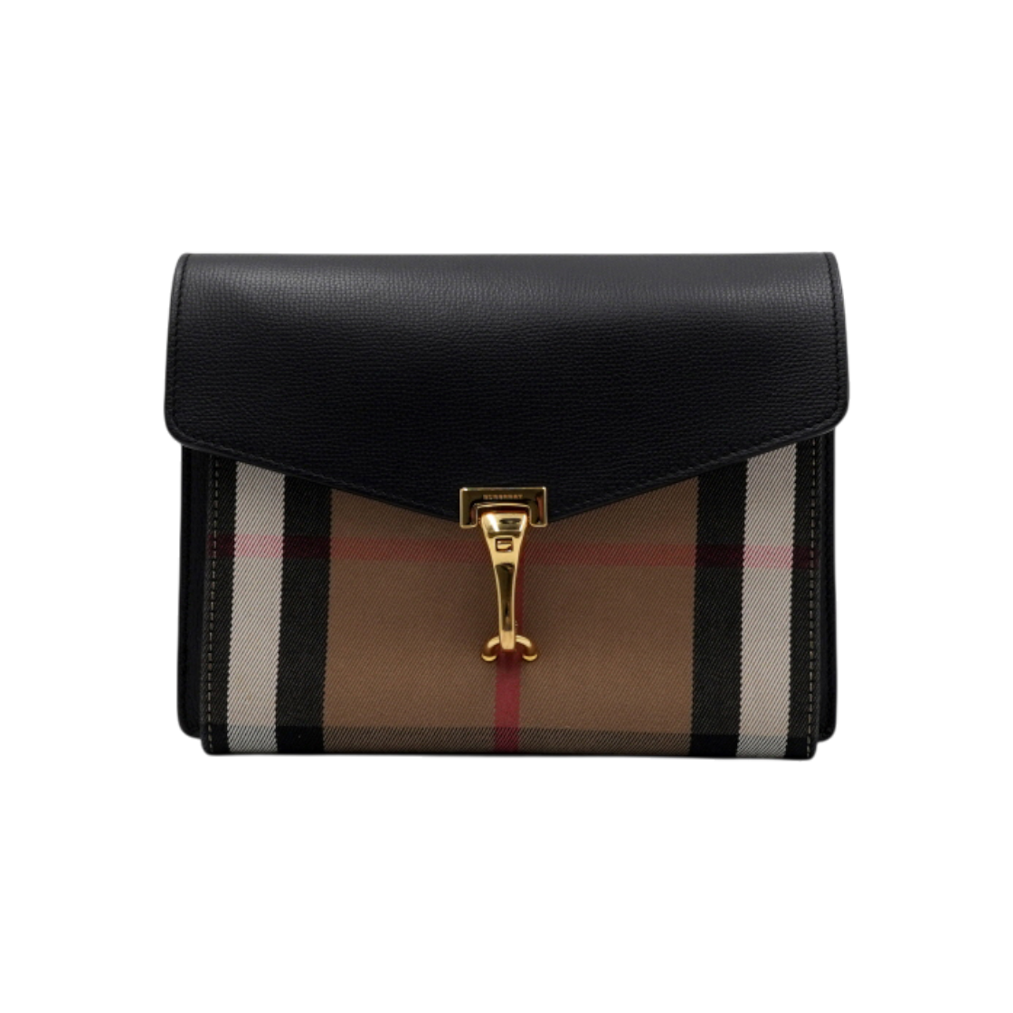 IT9499ETSURG Burberry Black Leather House Check Macken Small Flap Shoulder Bag