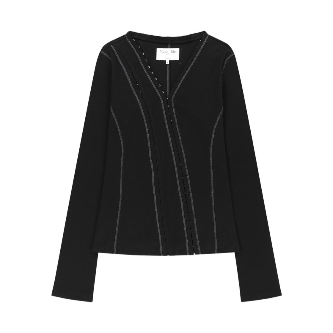 MK2677TS053MBB (W) Matin Kim Multi Styling Hook Detail Slim Top In Black