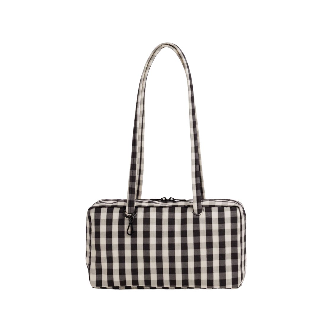 바쿠 나일론 보울러 백 블랙 크림 깅엄(Baggu Nylon Bowler Bag Black Cream Gingham)