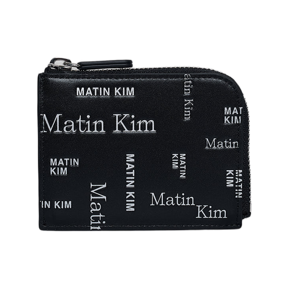 MK2677WL008MBB Matin Kim All-Over Logo Half Round Zip Wallet In Black