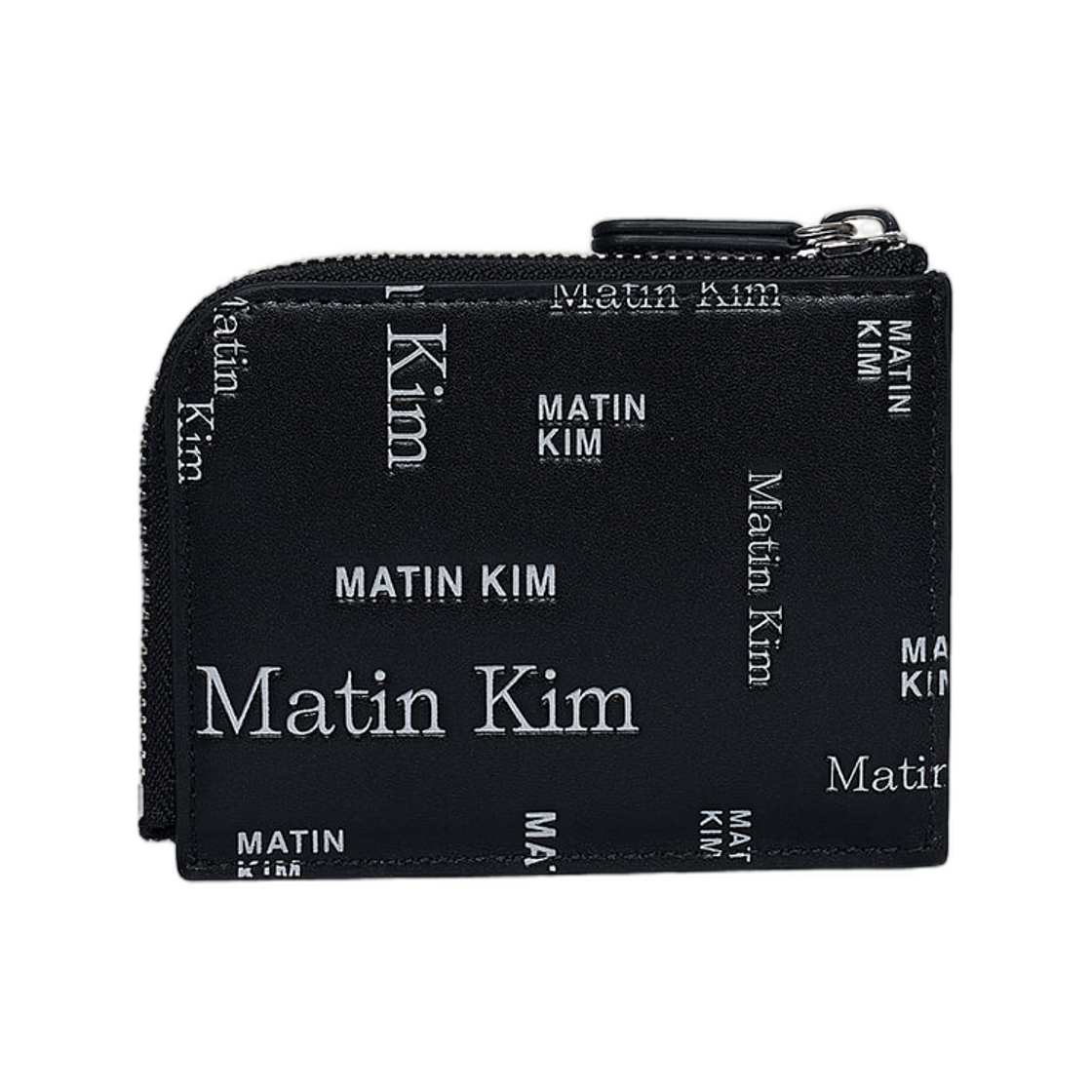 마뗑킴 올오버 로고 하프 라운드 집 월렛 블랙(Matin Kim All-Over Logo Half Round Zip Wallet In Black) - 2