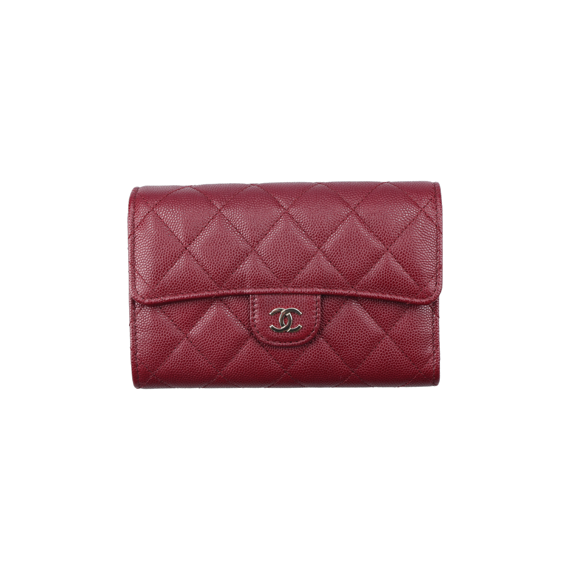 ITV9JEGOKAK5 Chanel Classic Flap Wallet in Burgundy Grained Calfskin