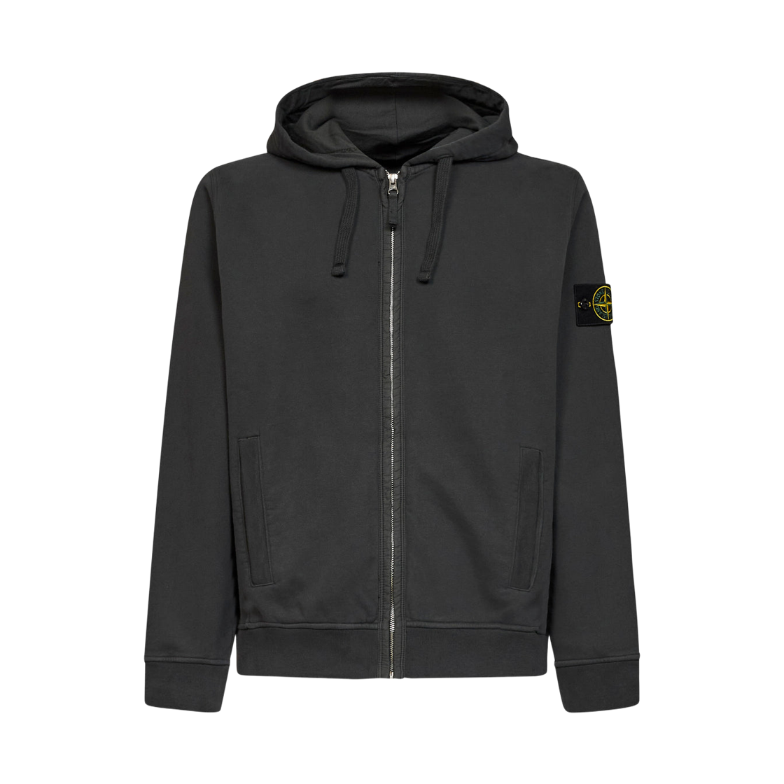 L2S1561000-67S0A20-V0062 Stone Island 6100067 Brushed Organic Cotton Fleece Regular Fit Sweatshirt with Hoode Zip and Ribbed Inserts Lead Grey - 26FW