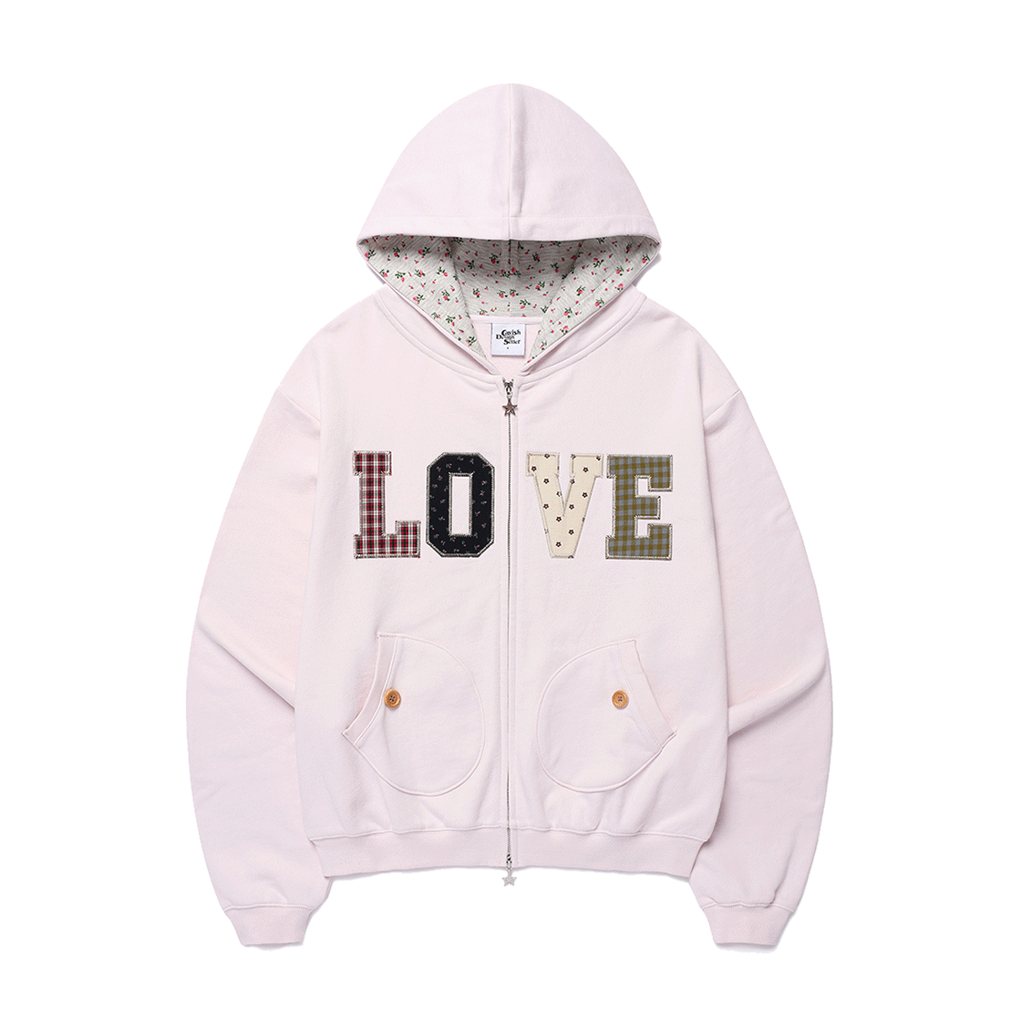 카비시 아플리케 러브 집업 후디 핑크(CAVISH Applique Love Zip Up Hoodie Pink)