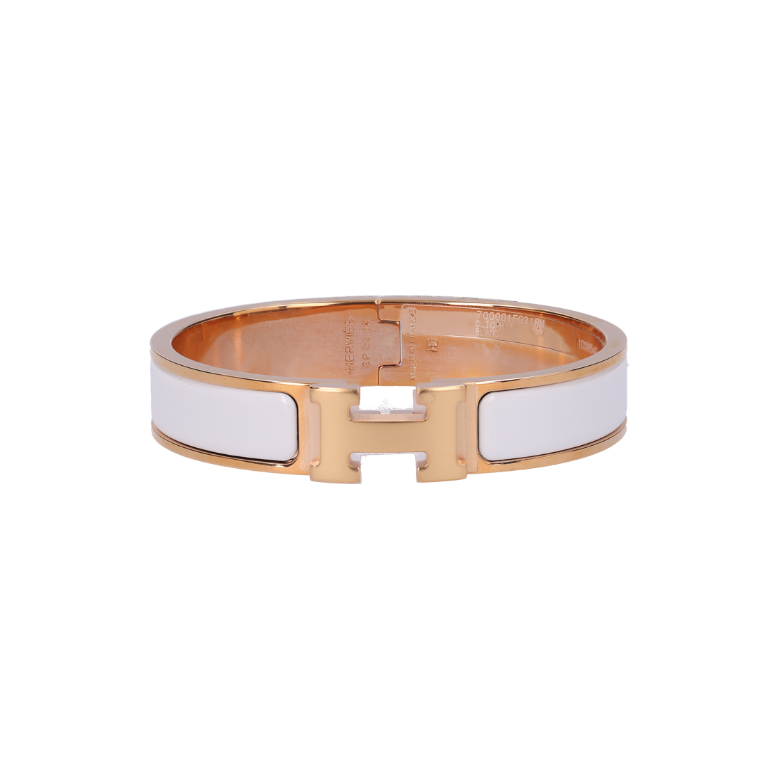 ITV8SI9GOV98 Hermes H700001FO31 Click H Bracelet in 18K Rose Gold & White