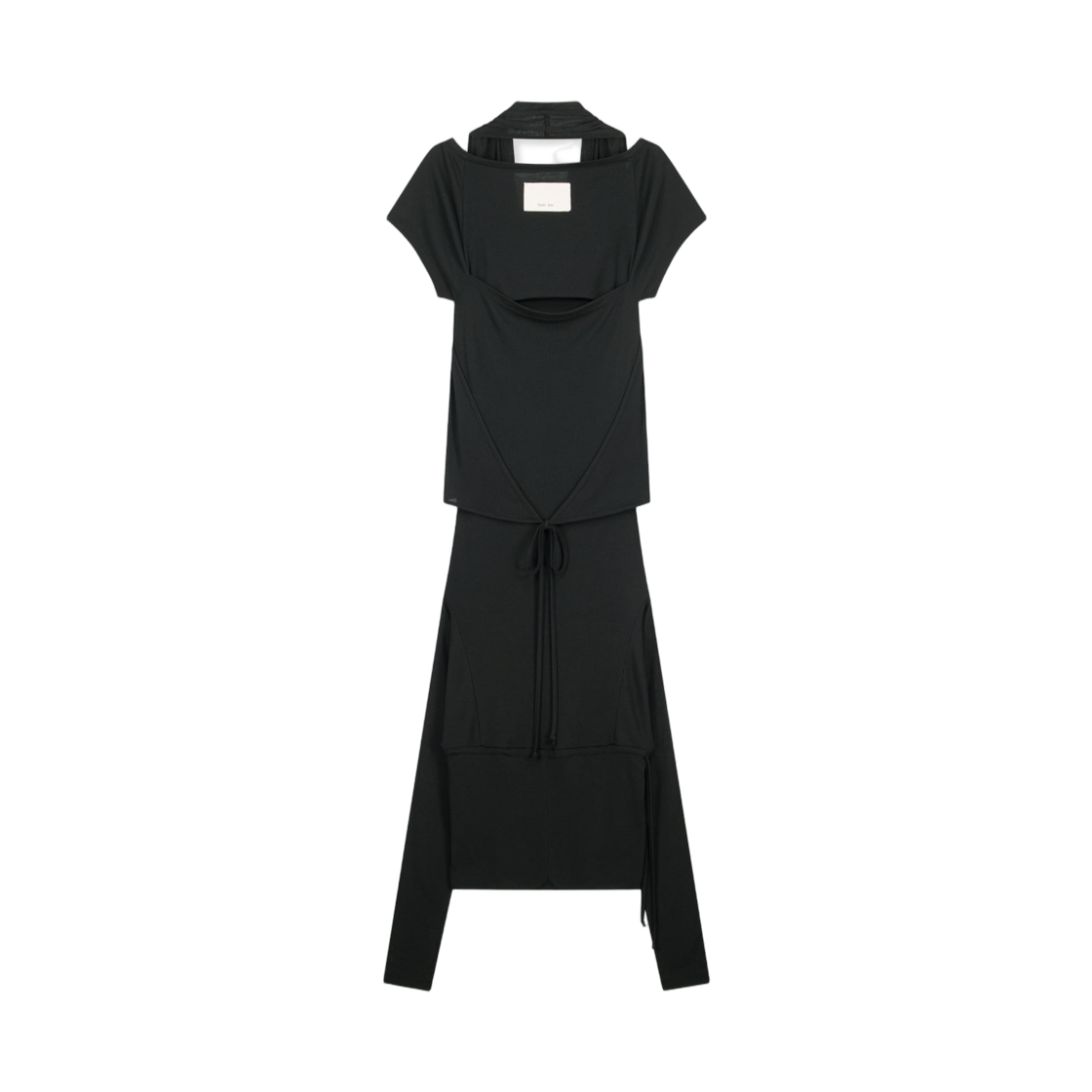 (W) 마뗑킴 투 웨이 레이어드 저지 드레스 블랙((W) Matin Kim Two Way Layered Jersey Dress In Black) - 2