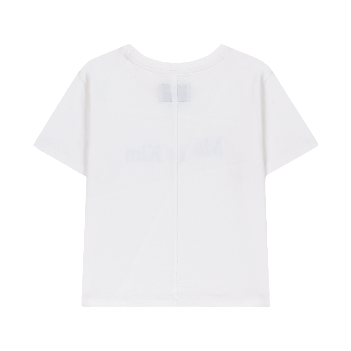 (W) 마뗑킴 다이애그널 컷 로고 크롭 탑 화이트((W) Matin Kim Diagonal Cut Logo Crop Top In White) - 2