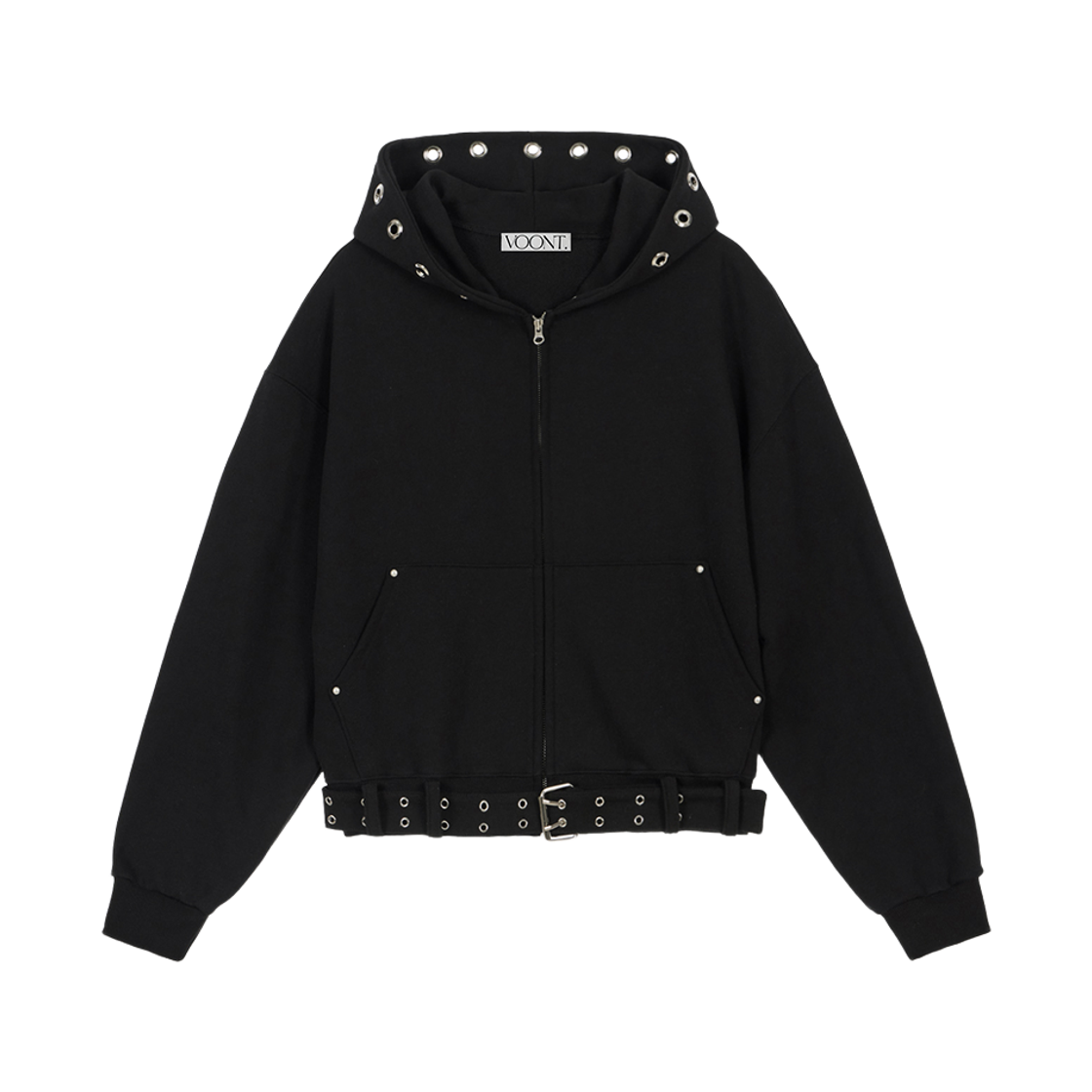 VT26SHZ101BLK VOONT Eyelet Belt Hood Zip-up (BLACK)