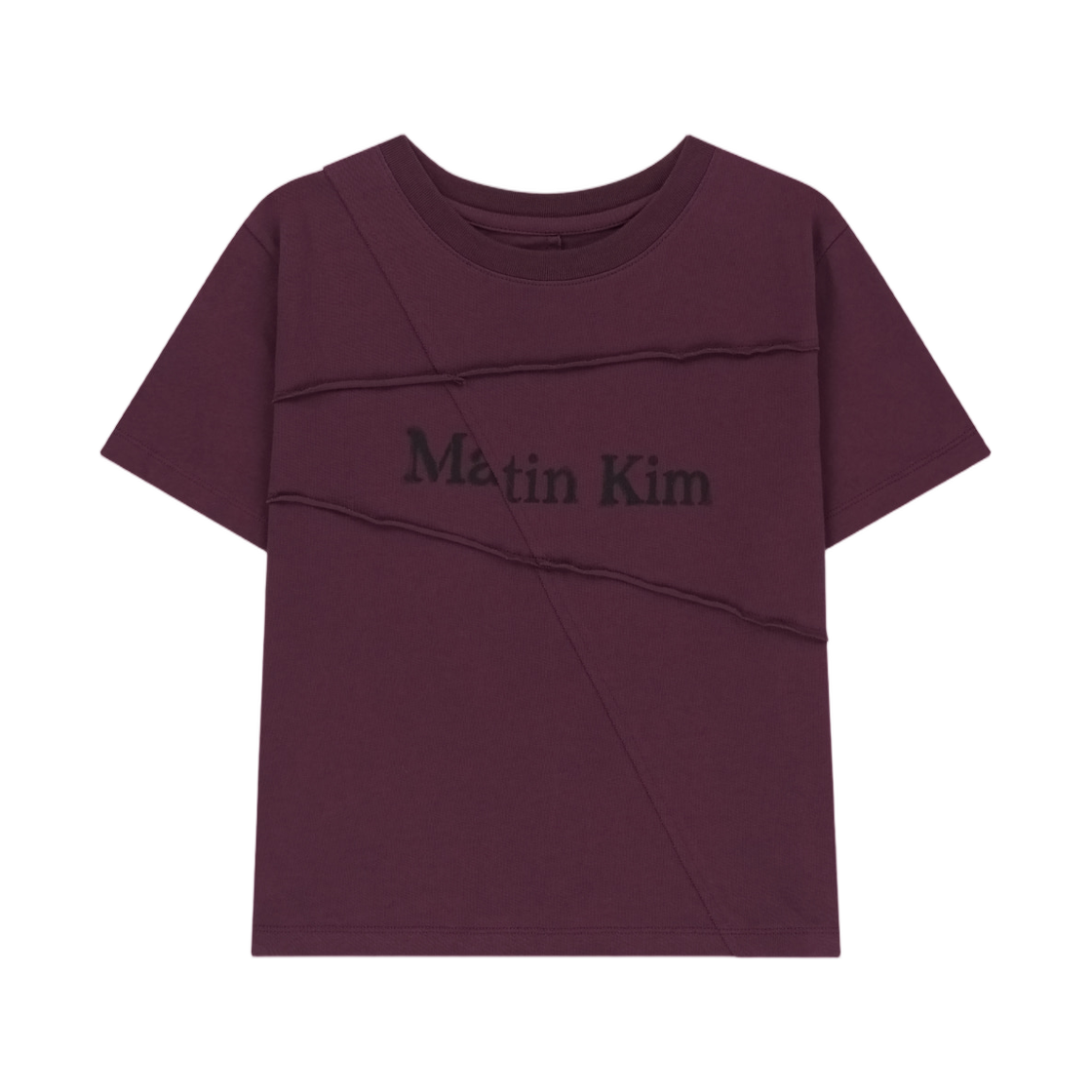 MK2677TS061MPP (W) Matin Kim Diagonal Cut Logo Crop Top In Purple