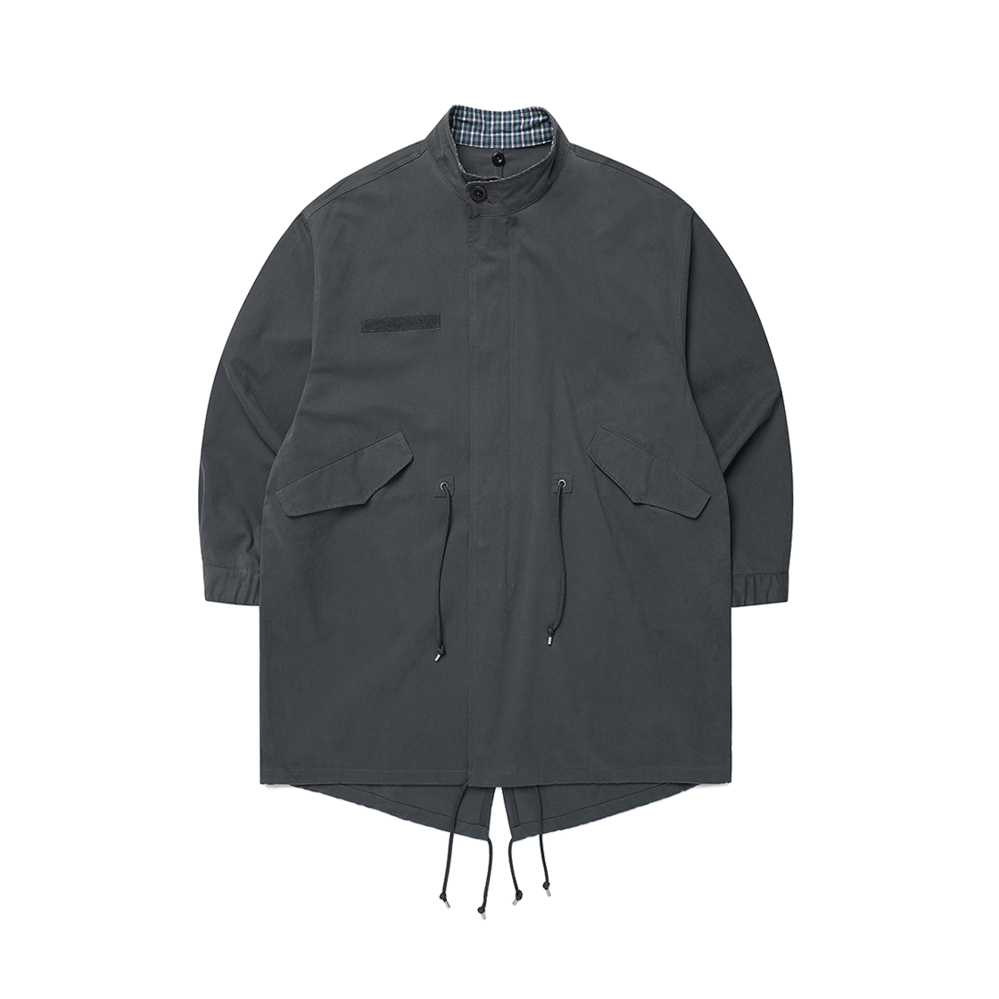 카비시 체크 후드 피쉬테일 자켓 차콜(CAVISH Check Hooded Fishtail Jacket Charcoal) - 3