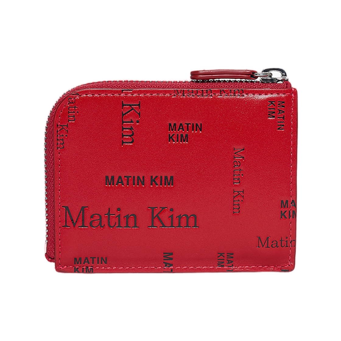 마뗑킴 올오버 로고 하프 라운드 집 월렛 레드(Matin Kim All-Over Logo Half Round Zip Wallet In Red) - 2