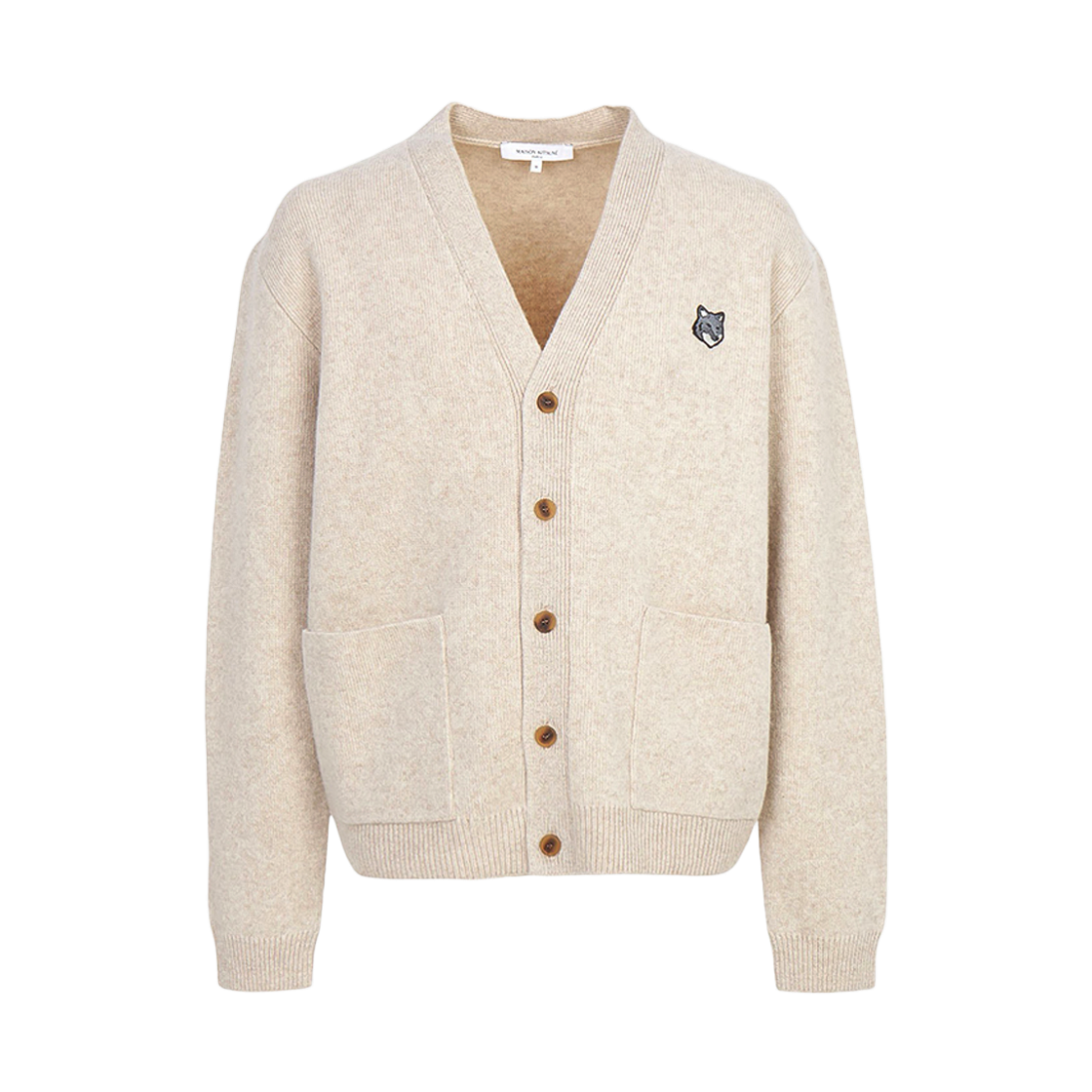 PM00510KT1180 0335 [25% 쿠폰] Maison Kitsune Fox Head Milano Lambswool Cardigan Tan Beige