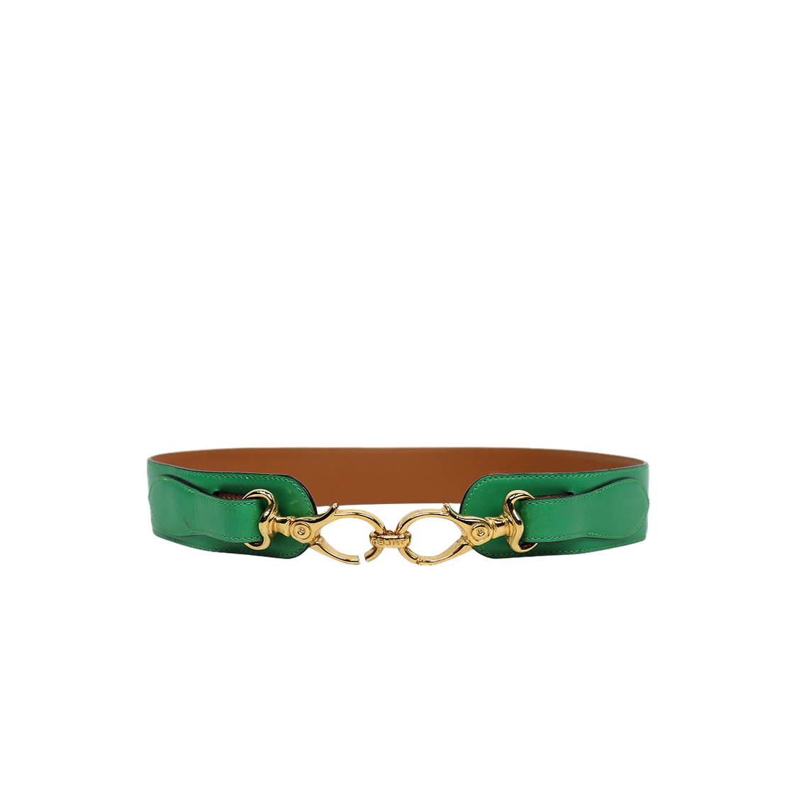 ITGHUKPTAWMG Celine Green Gold Buckle Belt A-B2793
