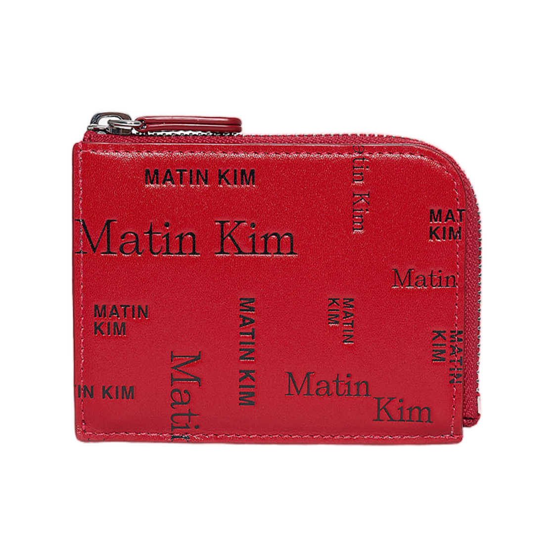MK2677WL008MRD Matin Kim All-Over Logo Half Round Zip Wallet In Red