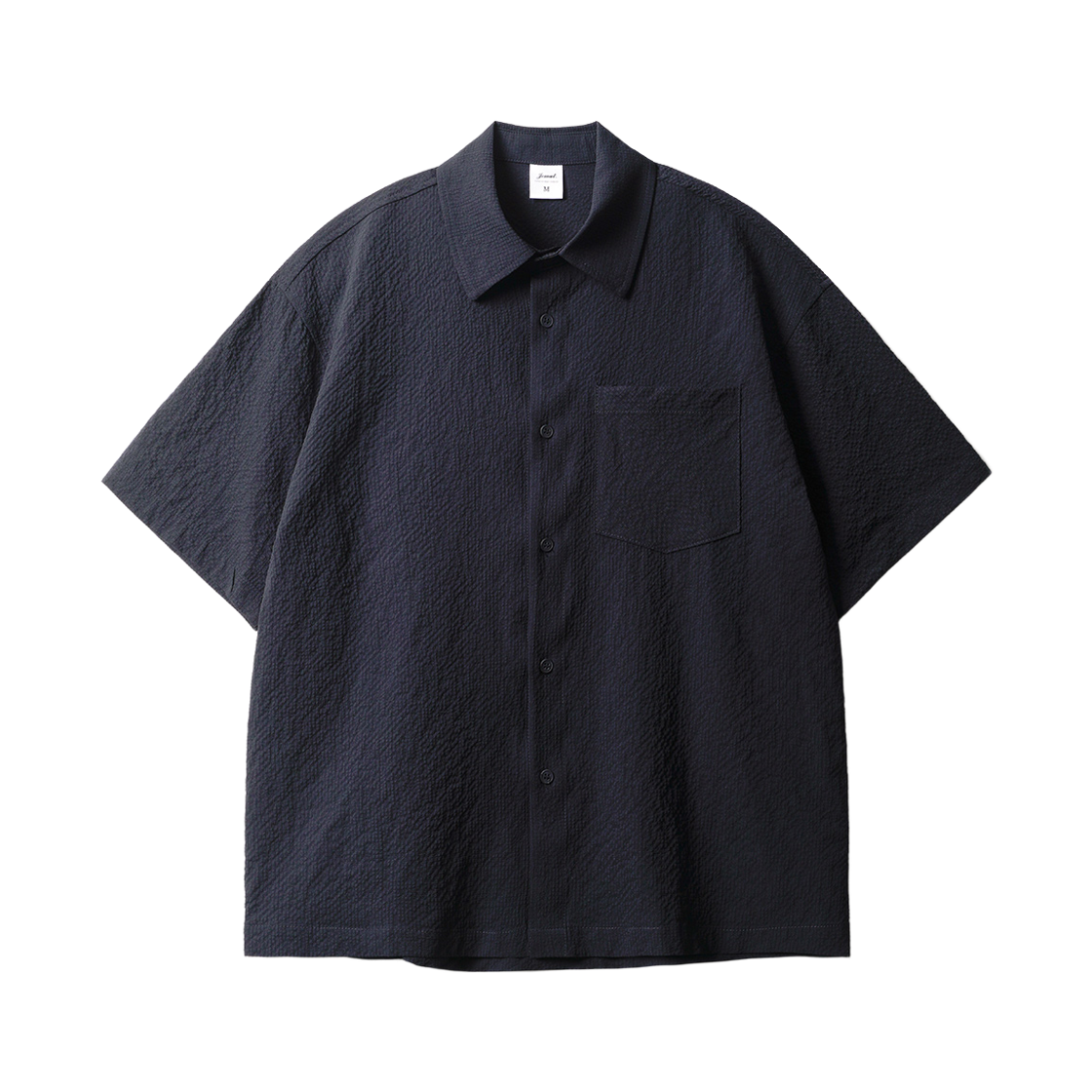 KJSS2641_navy_29 JEMUT Minimal Crop Check Short Sleeved Shirt Navy KJSS2641