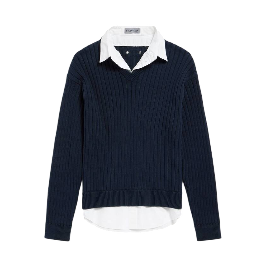A00933T34684170 Balenciaga Hybrid Shirt Knit Sweater Navy White