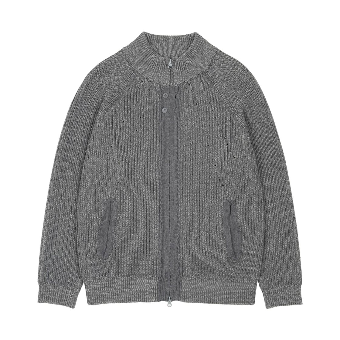SG26FWOTZK001 Sansan Gear Button Zip-Up Knit Blue Charcoal
