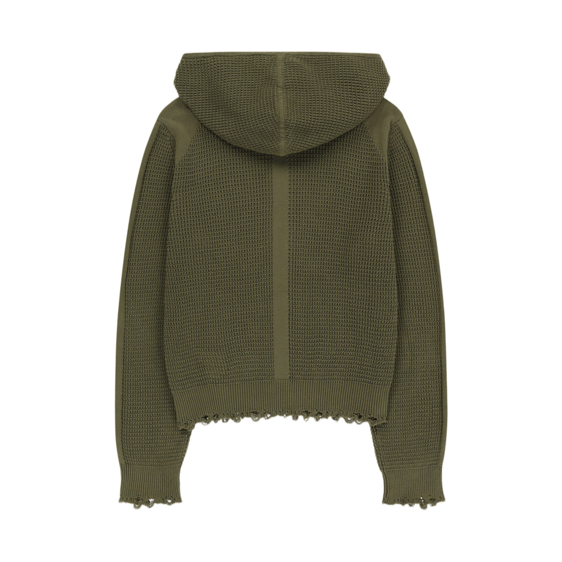 마뗑킴 와플 텍스처 후디 니트 집업 카키(Matin Kim Waffle Texture Hoody Knit Zip Up In Khaki) - 2