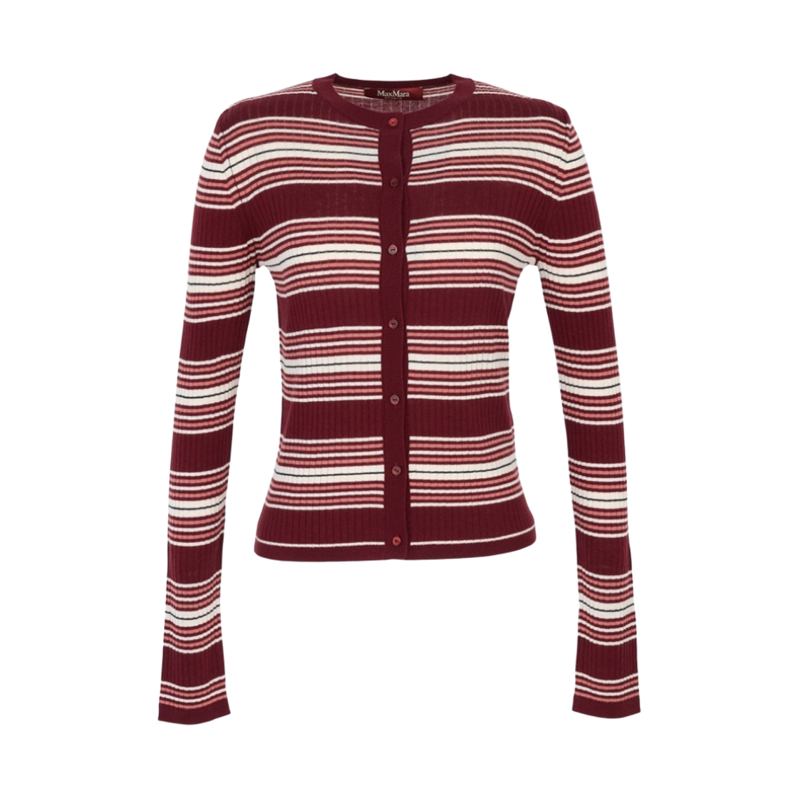 PIOMBO-004 (W) Max Mara Studio Piombo Embroidery Silk Blend Cardigan Red