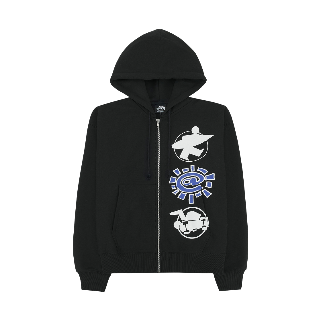 스투시 x 올웨이즈 두 왓 유 슈드 두 스택 집 후드 블랙(Stussy x Always Do What You Should Do Stack Zip Hoodie Black)