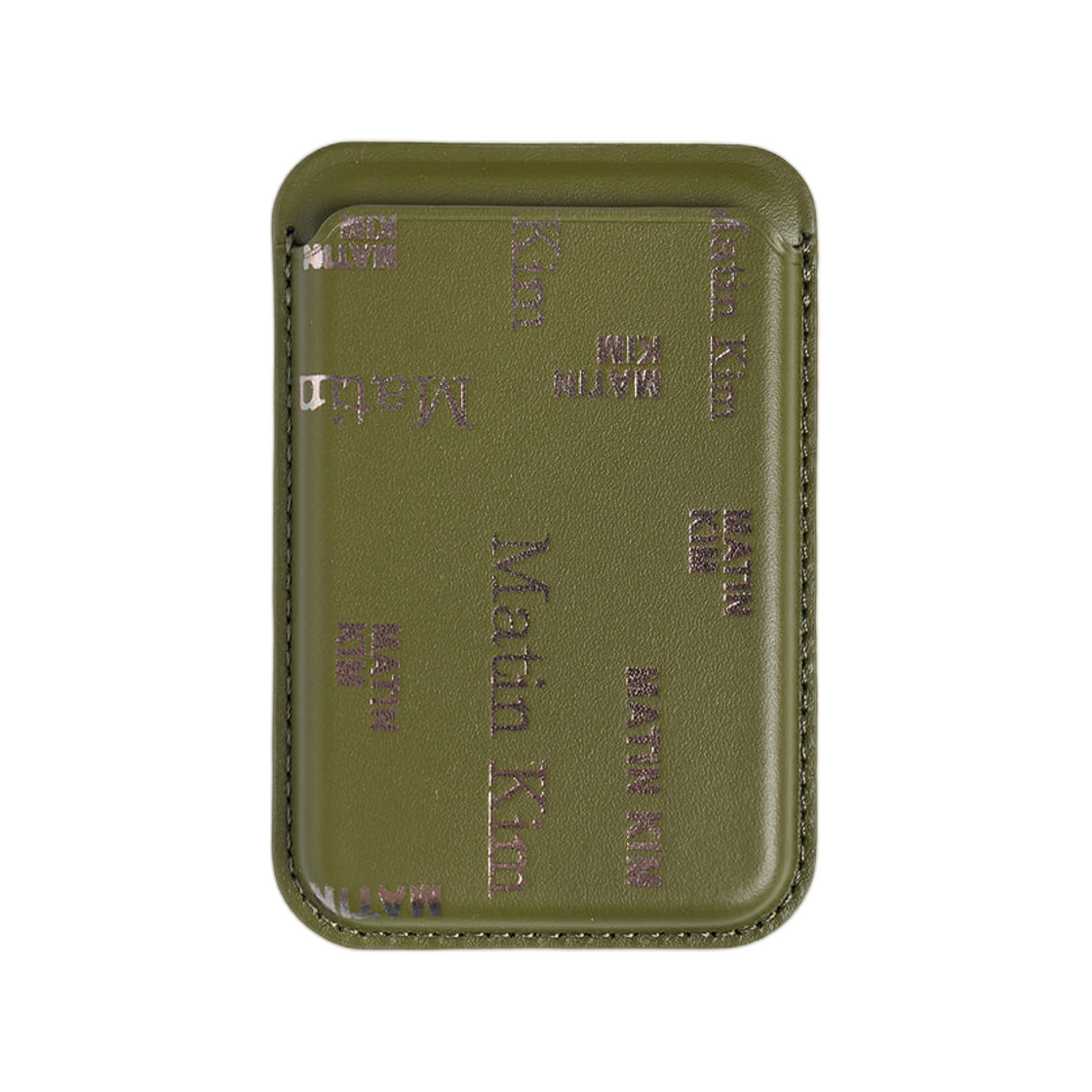 MK2677AC010MKH Matin Kim All-Over Logo Magnetic Card Wallet In Khaki