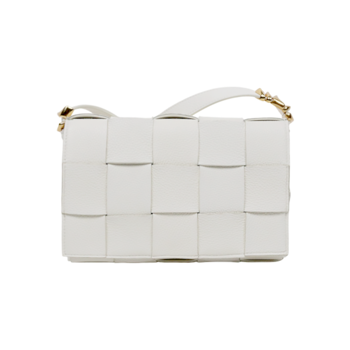 ITTMVOOQG3BK Bottega Veneta White Golden Clip Cassette Shoulder Bag D-A66551