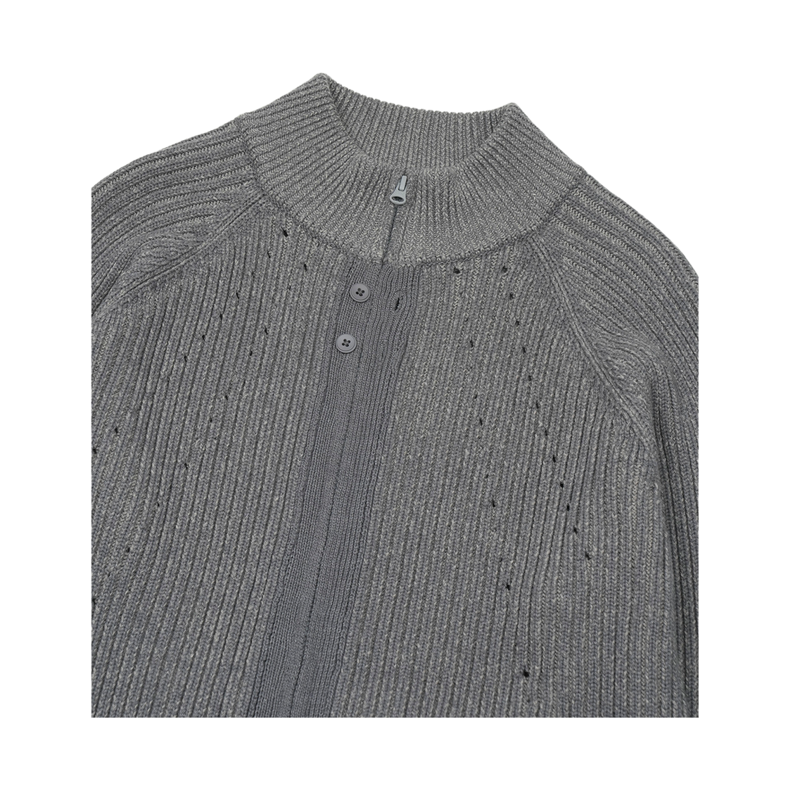 산산기어 버튼 집업 니트 블루 차콜(Sansan Gear Button Zip-Up Knit Blue Charcoal) - 3