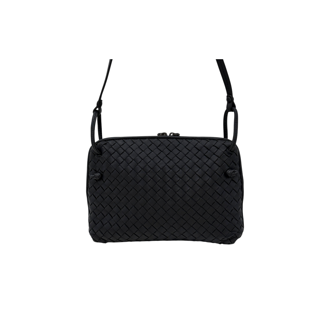 ITWIQ4PBLQRP Bottega Veneta Intrecciato Nodini Crossbody Bag Black