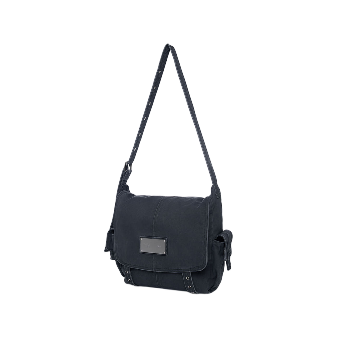 마뗑킴 빈티지 워시드 코튼 메신저 백 네이비(Matin Kim Vintage Washed Cotton Messenger Bag In Navy) - 2