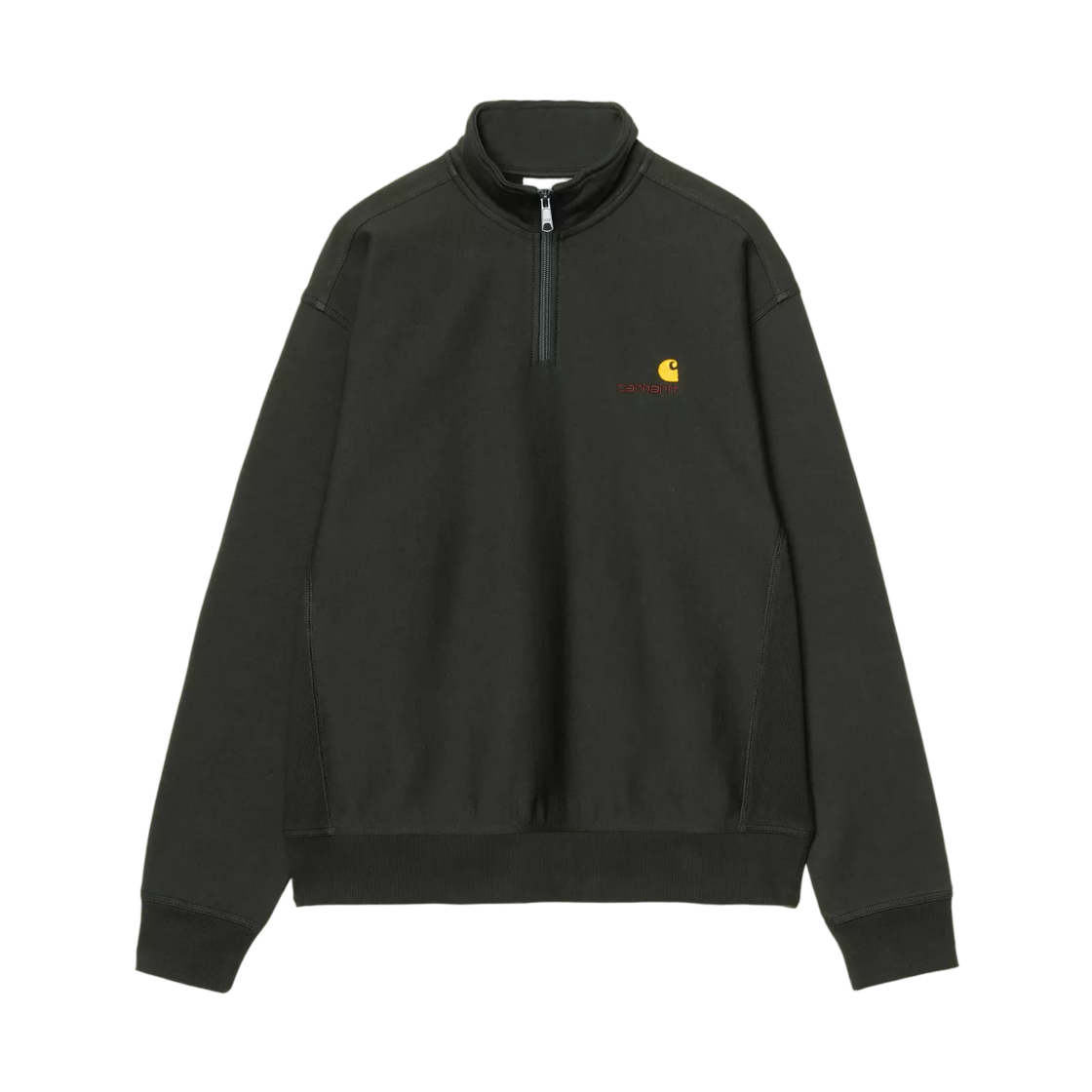 I027014-3T6-XX Carhartt WIP Half Zip American Script Sweatshirt Raven