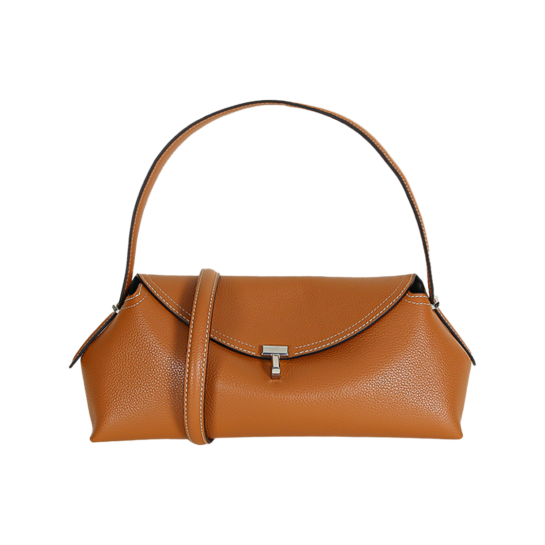 261 WAL0127 LE0030 105 [25% 쿠폰] Toteme T-Lock Grained Leather Shoulder Bag Tan