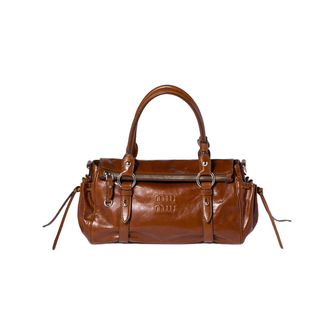 5BA333-2A44-F0BW5 Miu Miu Glossy Leather Handbag Palisander