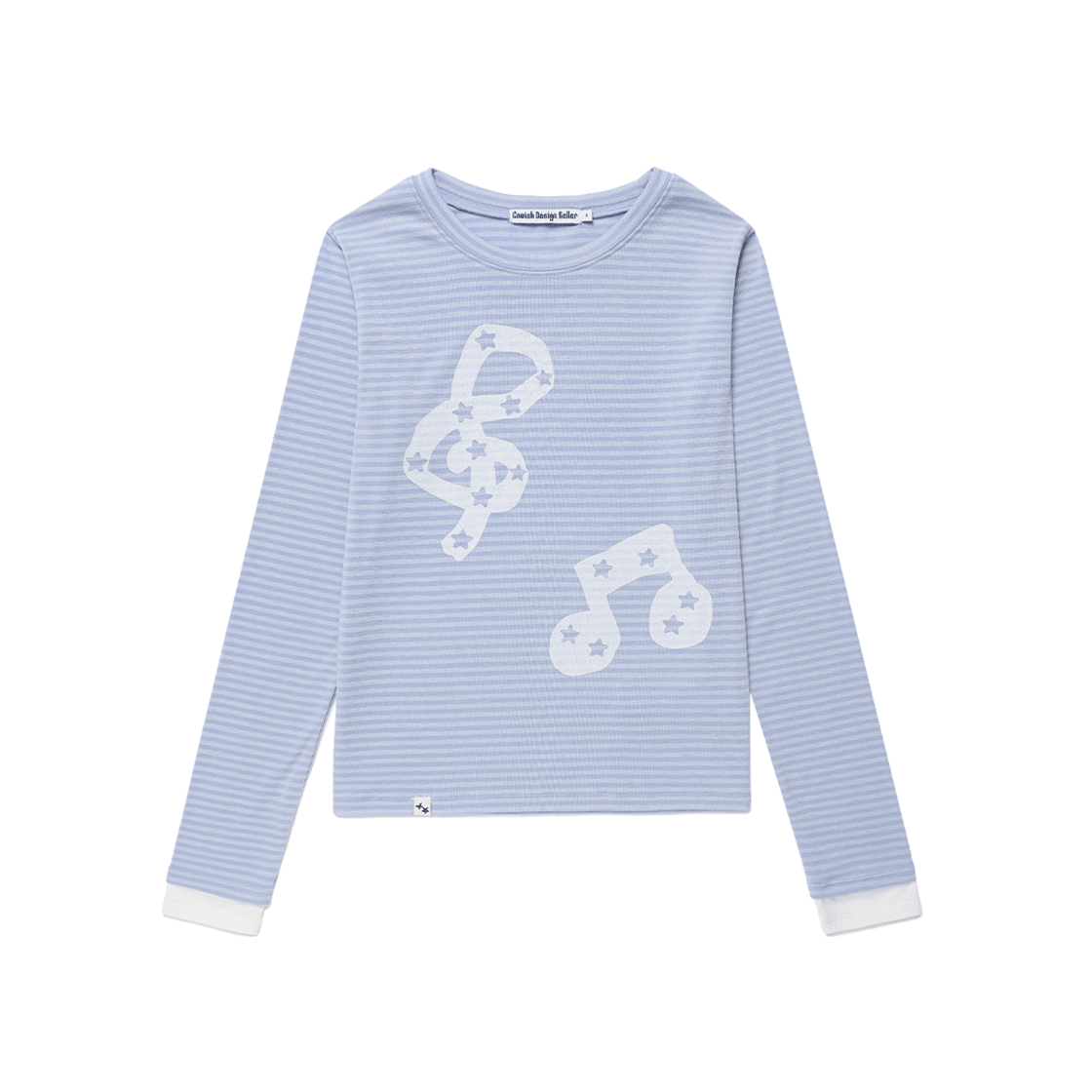 카비시 스트라이프 뮤직 노트 롱슬리브 티셔츠 블루(CAVISH Striped Music Note LS Tee Blue)