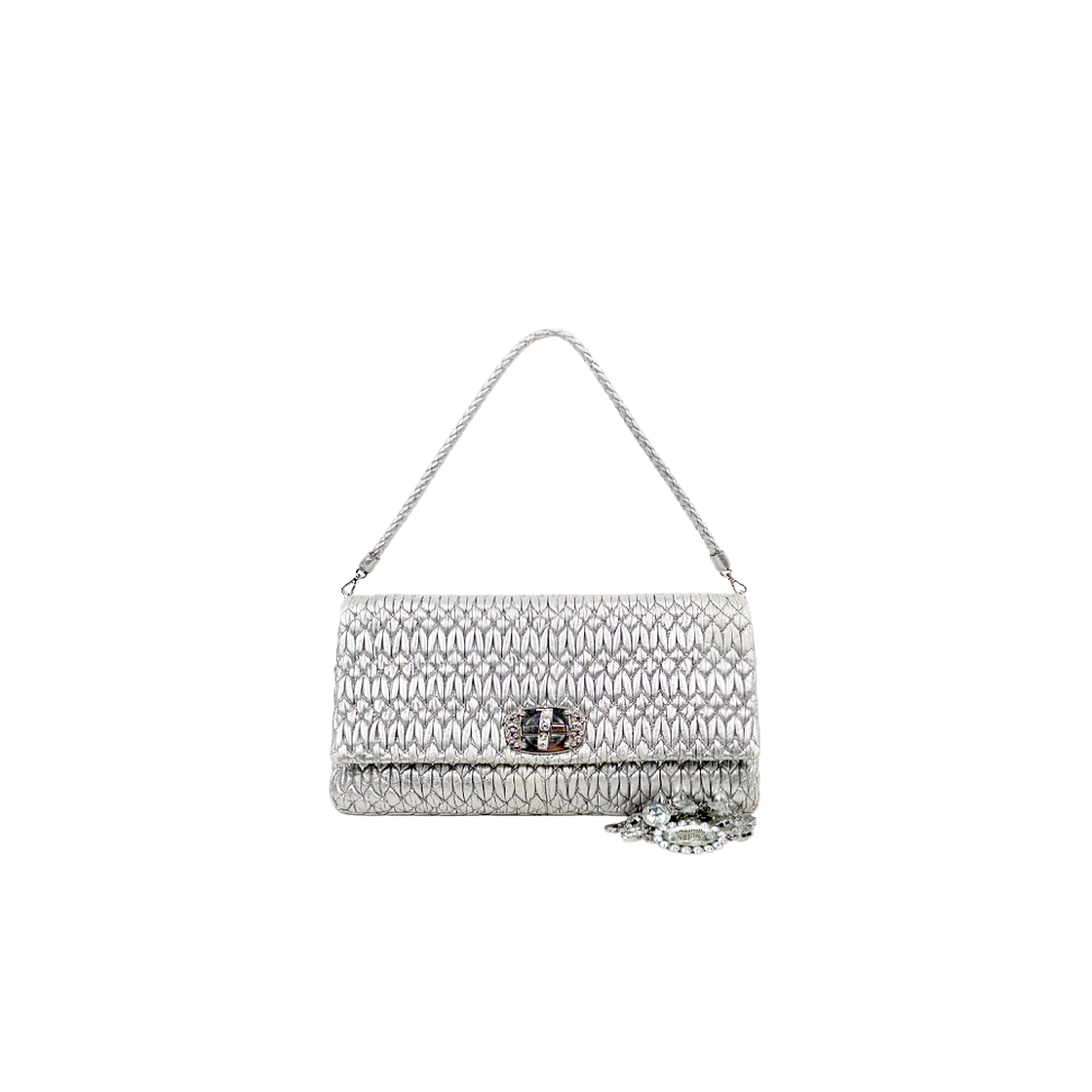 ITMO9FJCN8MV Miu Miu Silver Matelasse Crystal Shoulder Bag C-A65373X