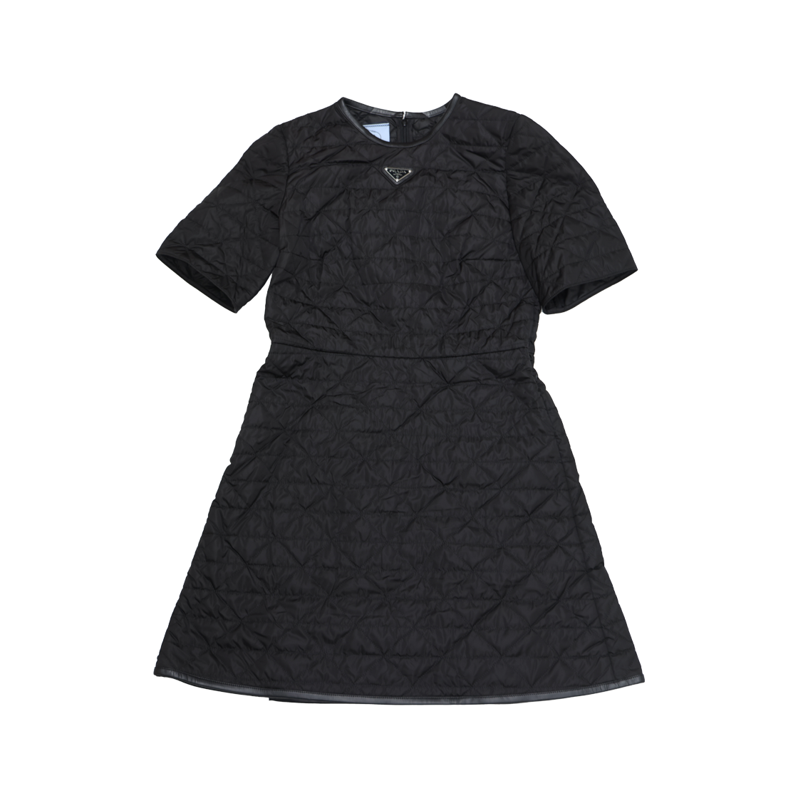 ITHJBBH7RRLT Prada 230688 Short Sleeve Nylon Quilted Dress Black