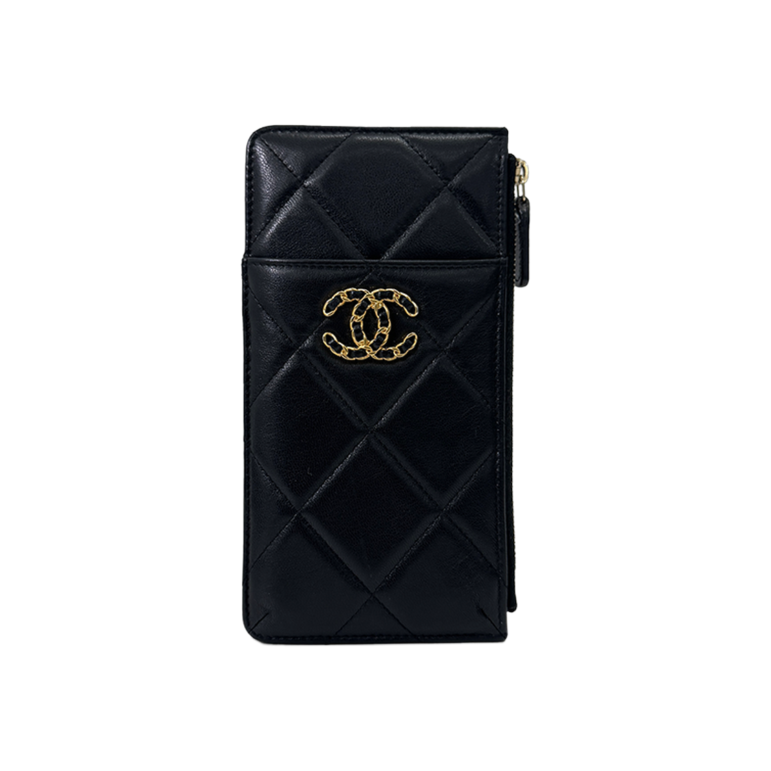ITPFGJM9UDOK Chanel 19 Classic Phone Holder Card Case Wallet Black AP1182