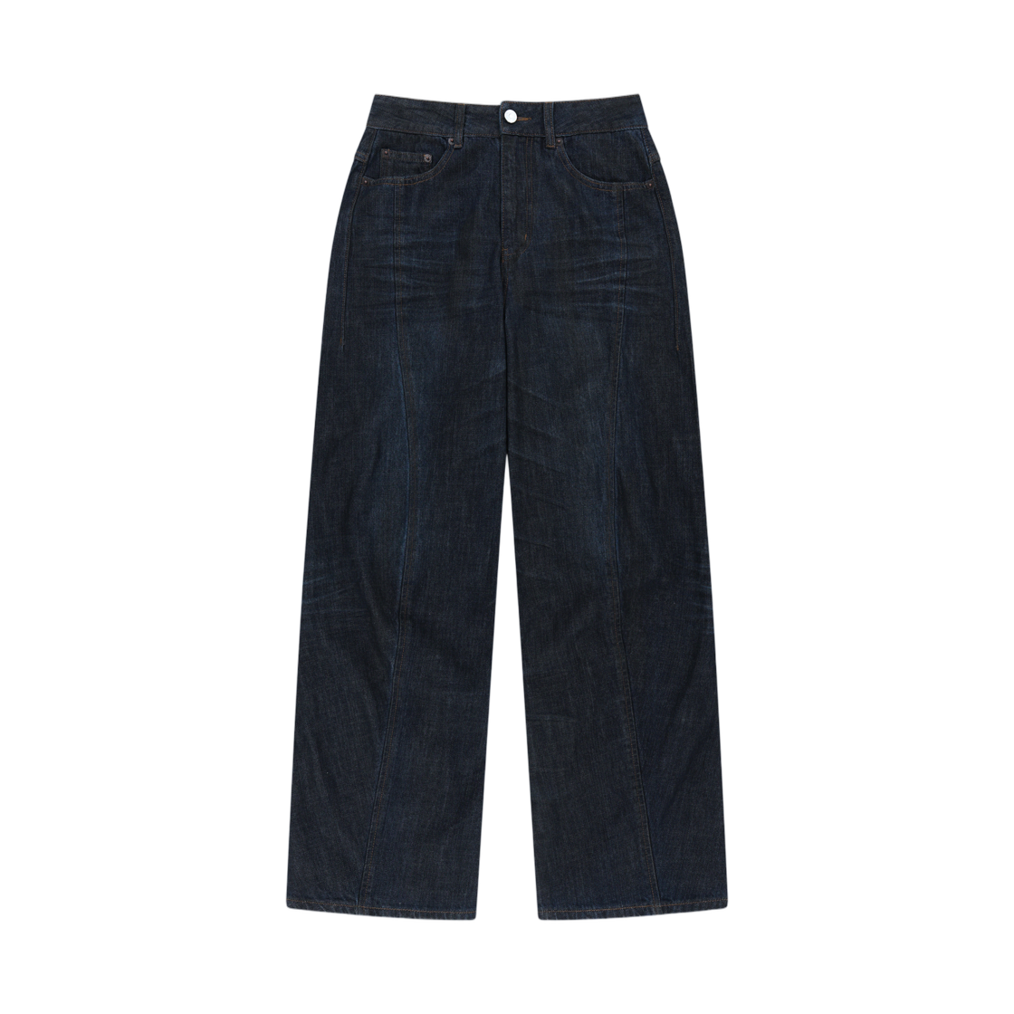 MK2677DN022MDV (W) Matin Kim Twisted Volume Coated Denim Pants In Dark Navy