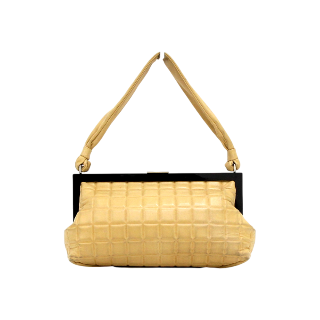 IT4DMRNNIWHH Chanel Vintage Chocolate Bar Butter Yellow Push Lock Tote Bag