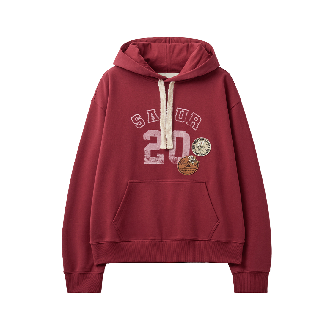 SA263UTH05BUY0 SATUR Vintage Patch Hoodie Burgundy