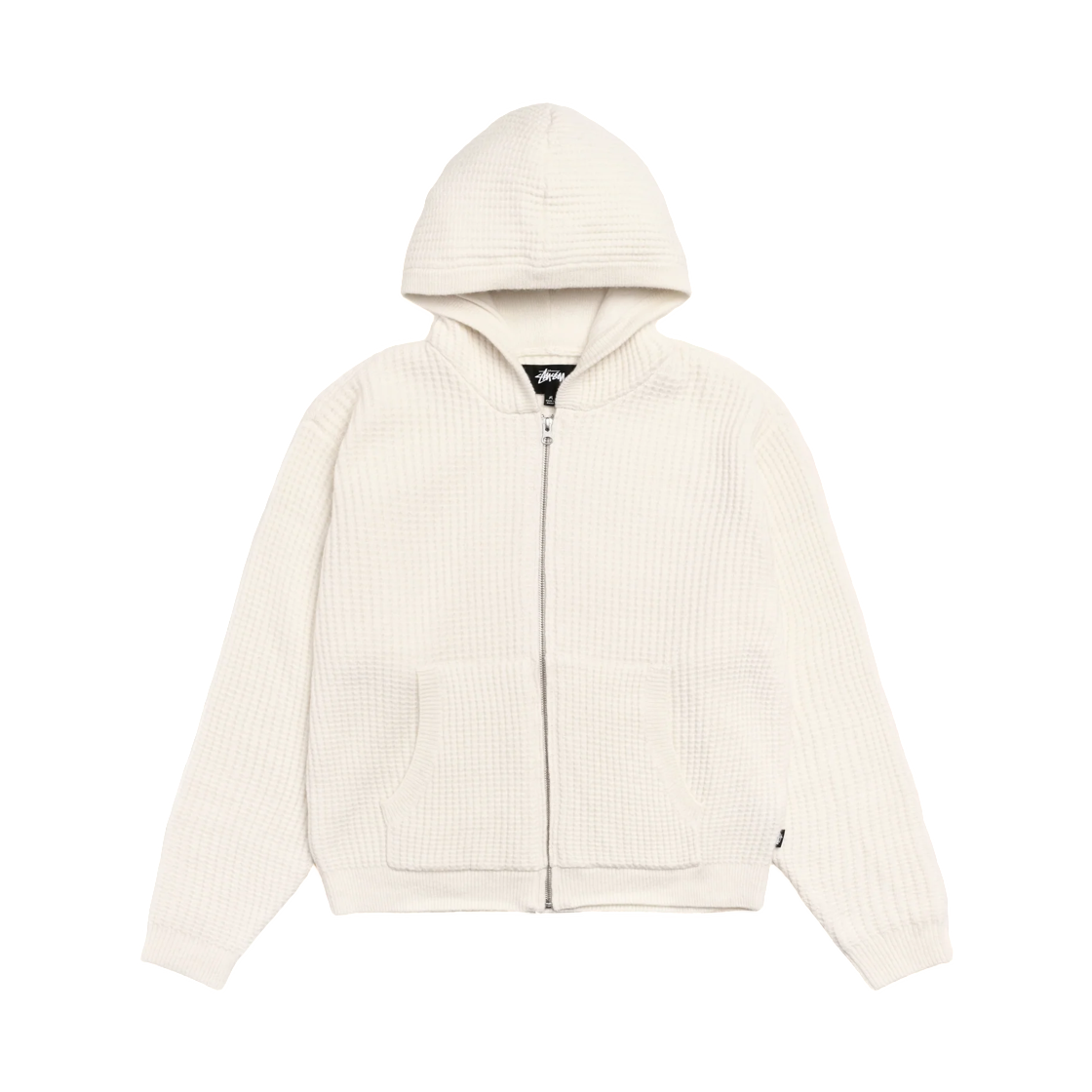 117274 Stussy Waffle Cashmere Zip Hood Sweater Ivory