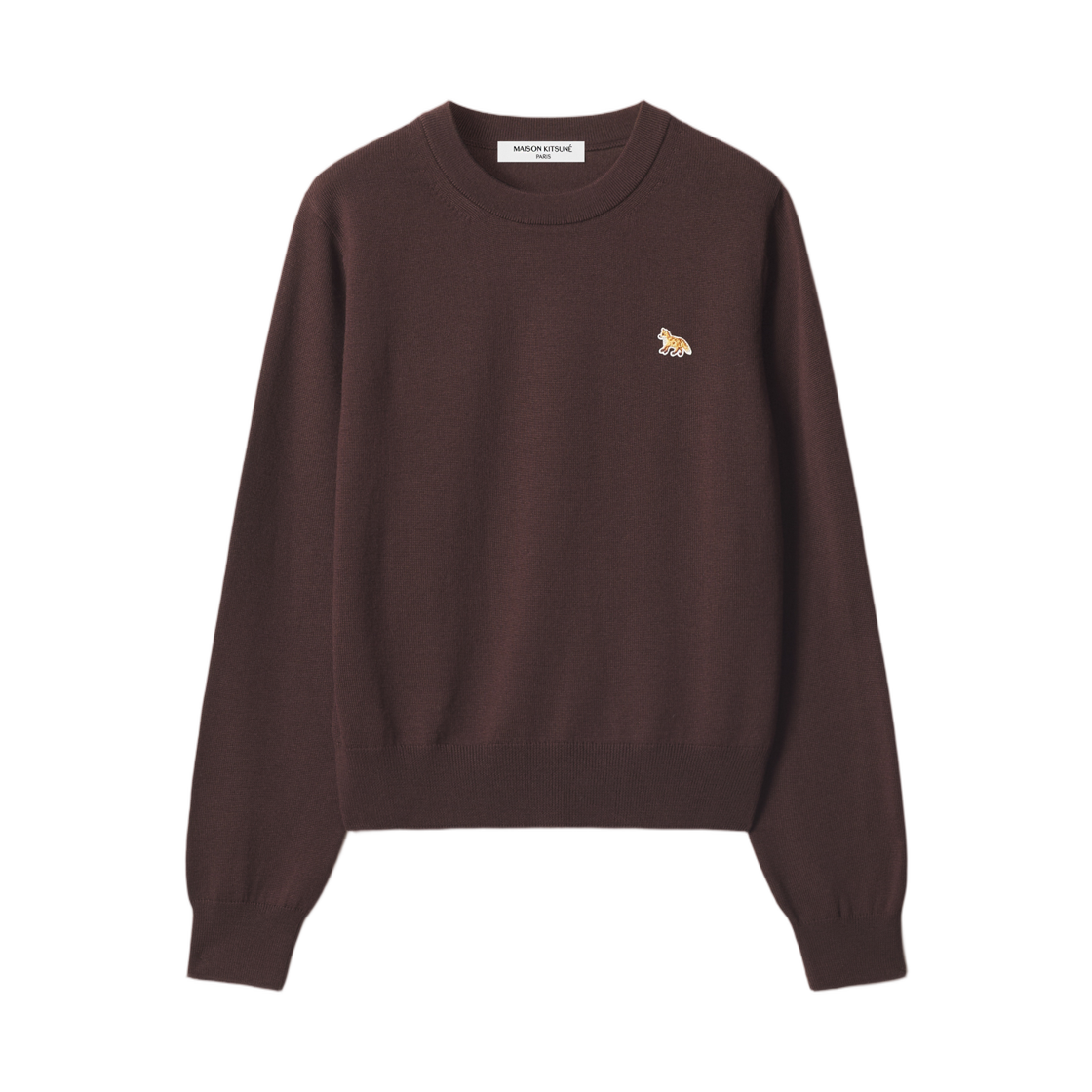 PW00801KT1181-0553 (W) Maison Kitsune Baby Fox Merino Regular Jumper Dark Wood
